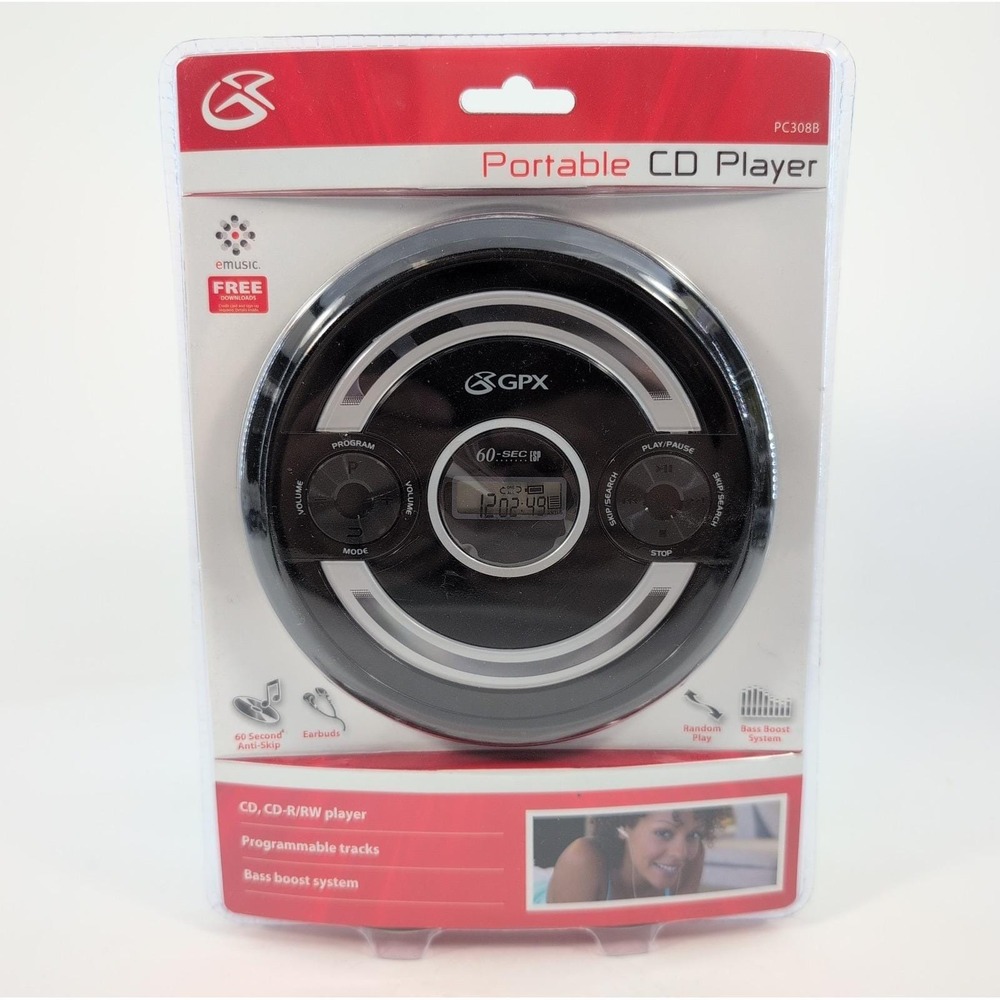 GPX PC308B Black Portable Cd Player with Stereo Earbuds - NEW SEALED!